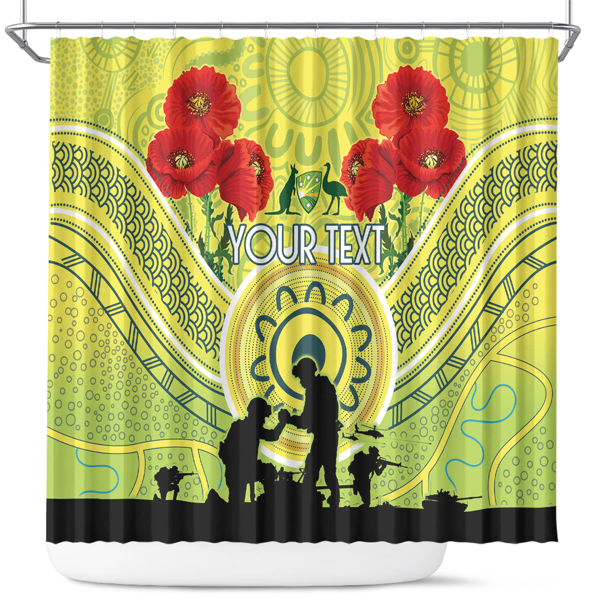 Custom Australia Cricket ANZAC Shower Curtain The Military Soldiers with Aboriginal Style