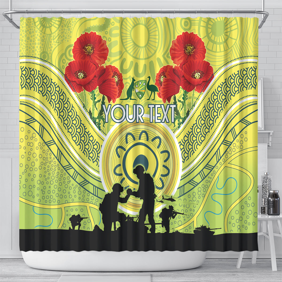 Custom Australia Cricket ANZAC Shower Curtain The Military Soldiers with Aboriginal Style