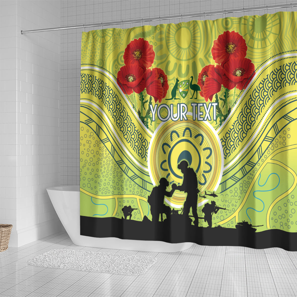 Custom Australia Cricket ANZAC Shower Curtain The Military Soldiers with Aboriginal Style