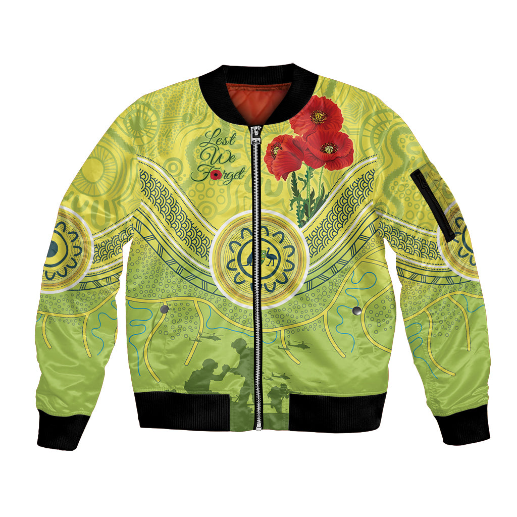 Custom Australia Cricket ANZAC Sleeve Zip Bomber Jacket The Military Soldiers with Aboriginal Style