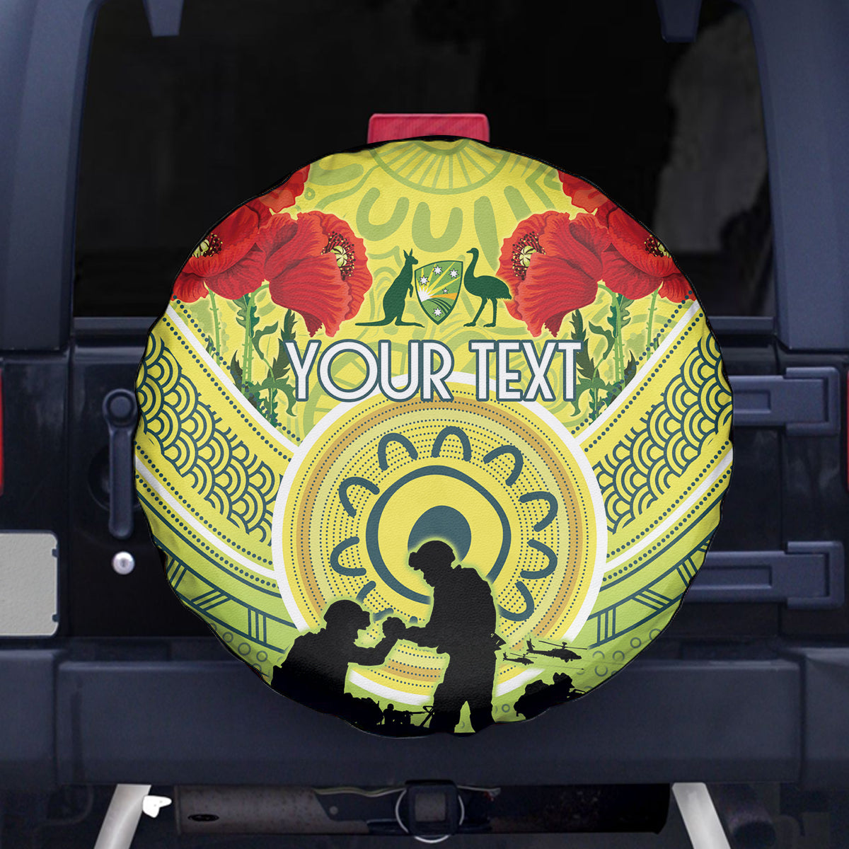 Custom Australia Cricket ANZAC Spare Tire Cover The Military Soldiers with Aboriginal Style - Vibe Hoodie Shop