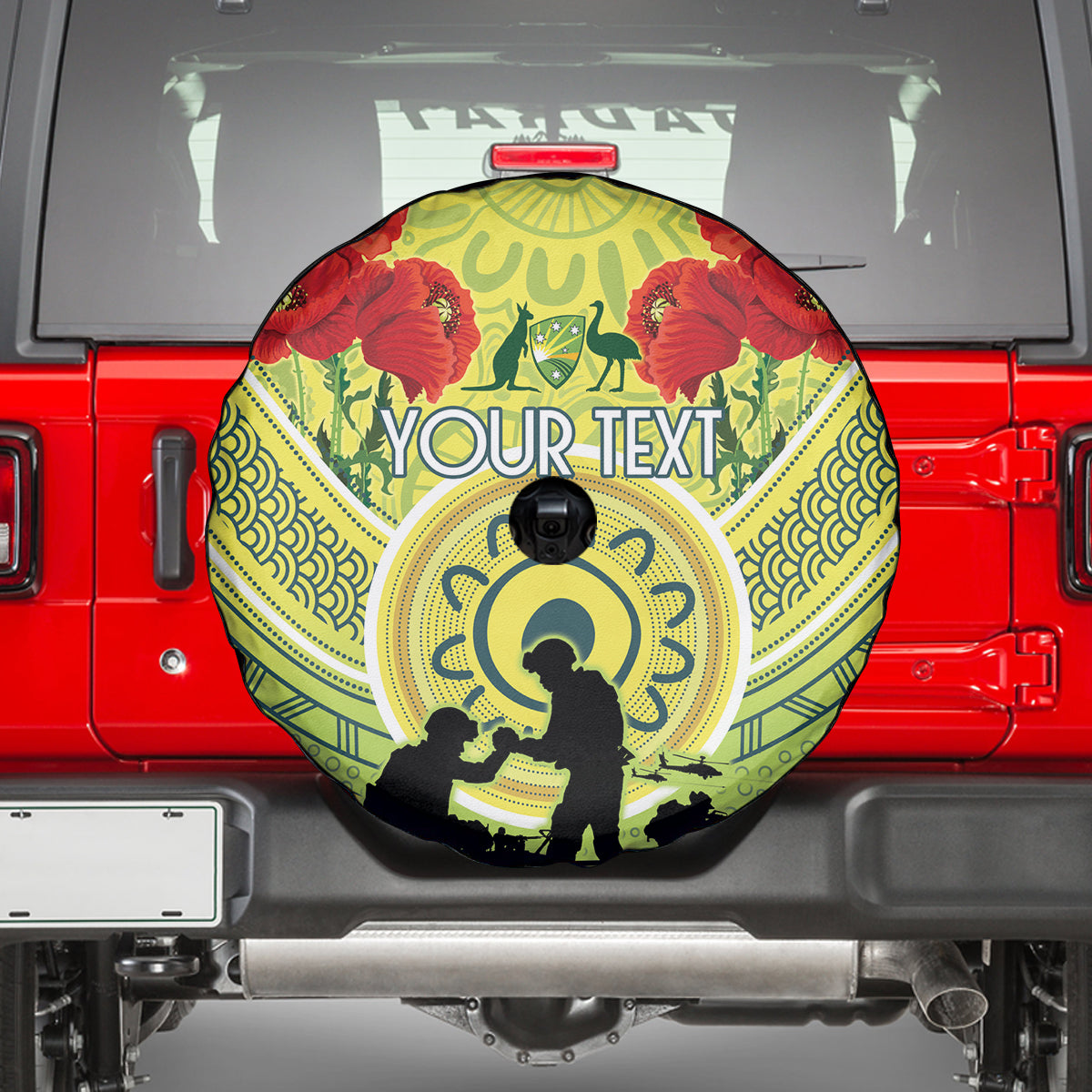 Custom Australia Cricket ANZAC Spare Tire Cover The Military Soldiers with Aboriginal Style - Vibe Hoodie Shop