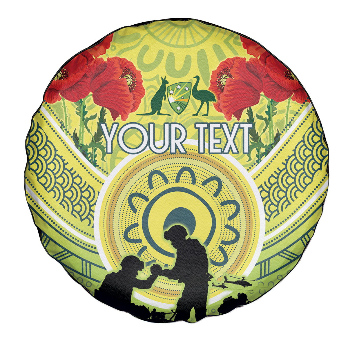 Custom Australia Cricket ANZAC Spare Tire Cover The Military Soldiers with Aboriginal Style - Vibe Hoodie Shop