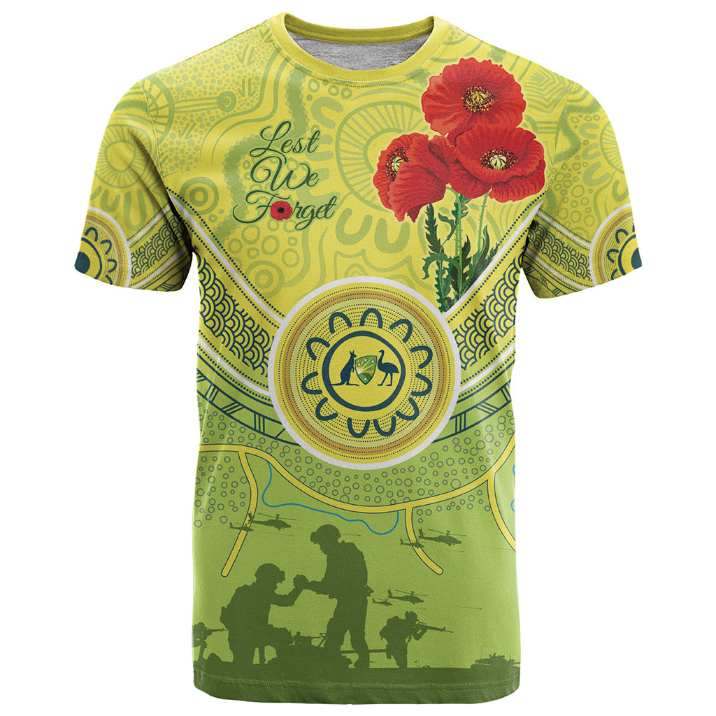 Custom Australia Cricket ANZAC T Shirt The Military Soldiers with Aboriginal Style LT9 - Vibe Hoodie Shop