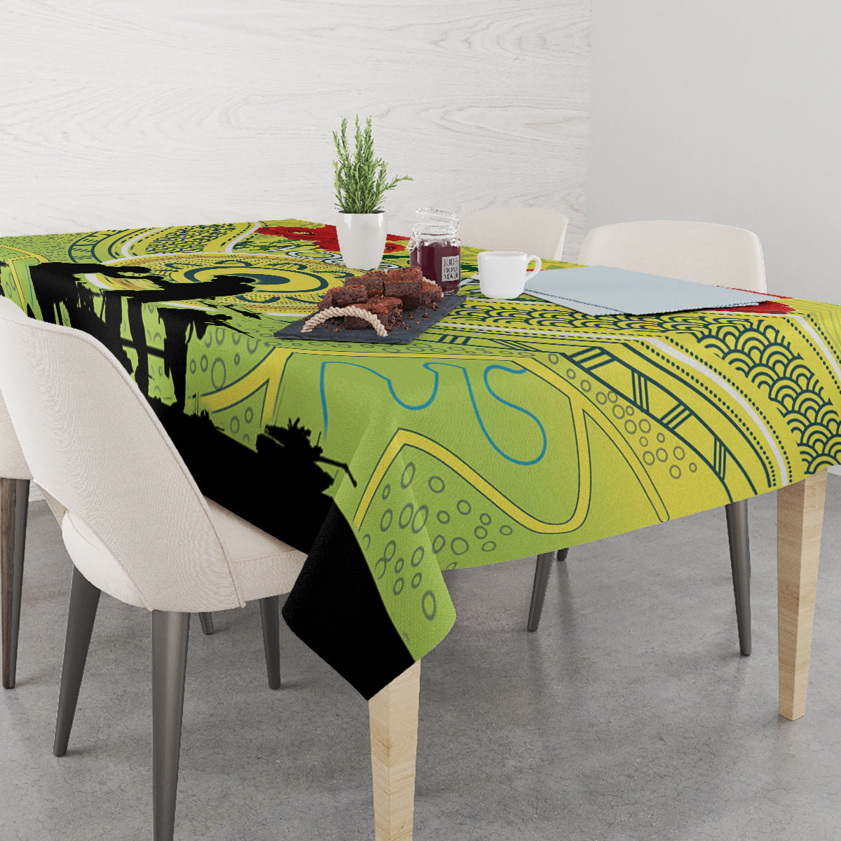 Custom Australia Cricket ANZAC Tablecloth The Military Soldiers with Aboriginal Style