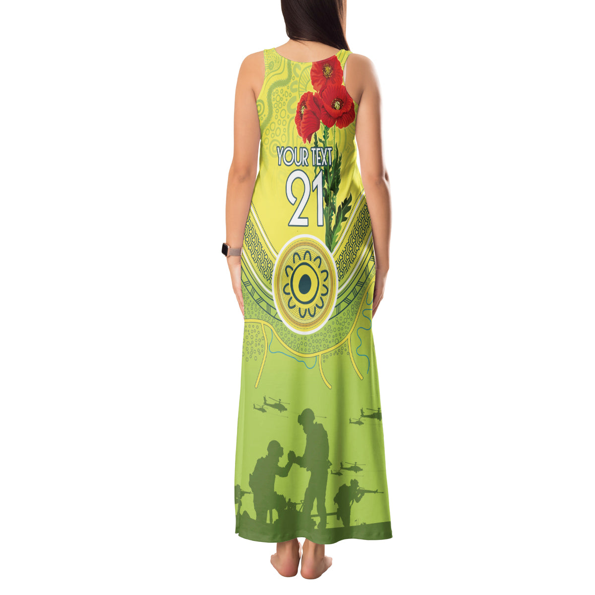 Custom Australia Cricket ANZAC Tank Maxi Dress The Military Soldiers with Aboriginal Style