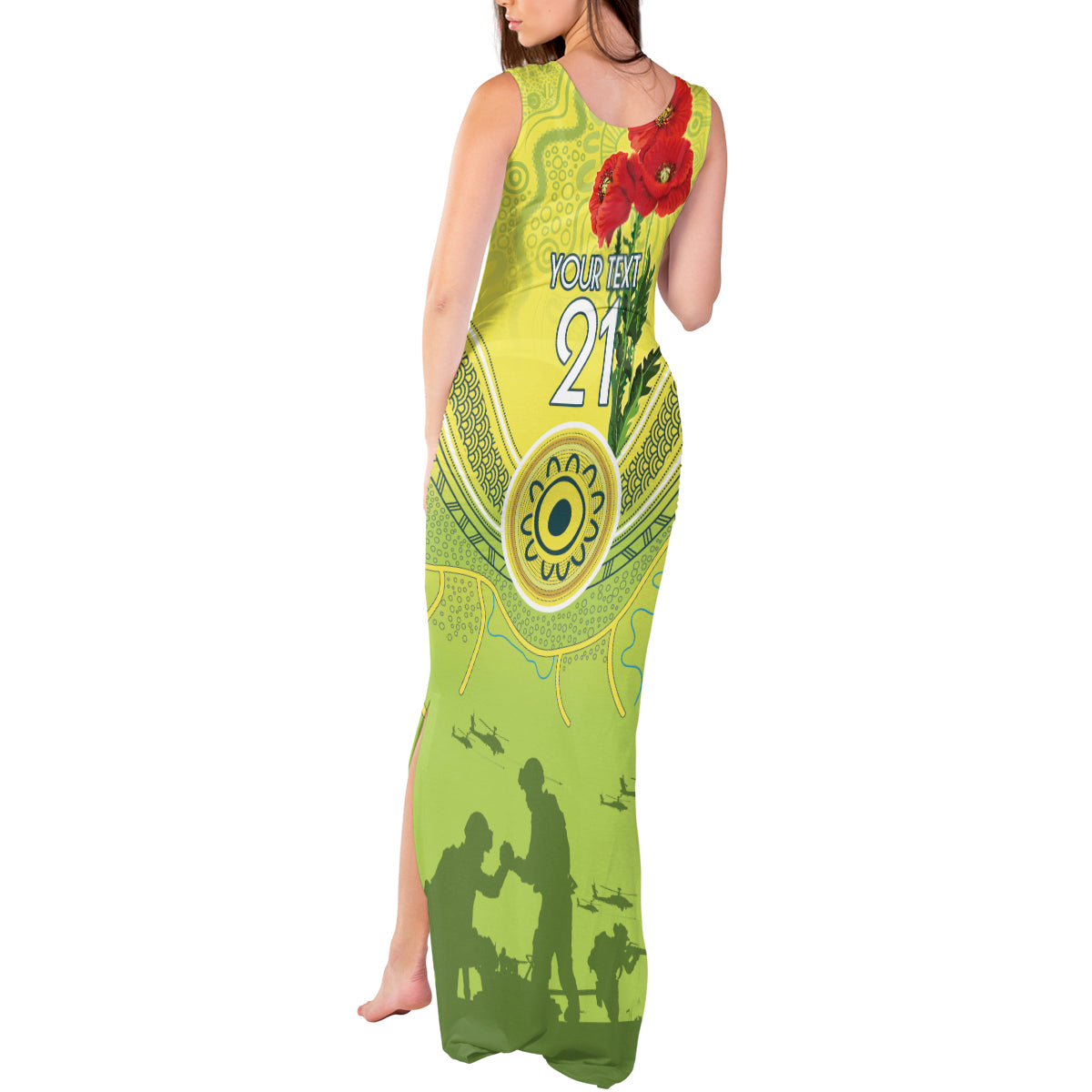 Custom Australia Cricket ANZAC Tank Maxi Dress The Military Soldiers with Aboriginal Style