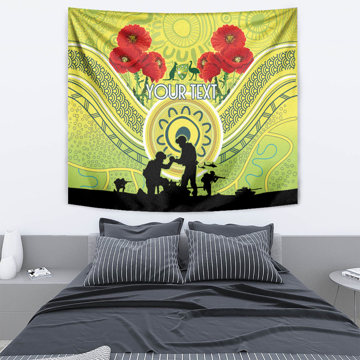 Custom Australia Cricket ANZAC Tapestry The Military Soldiers with Aboriginal Style - Vibe Hoodie Shop