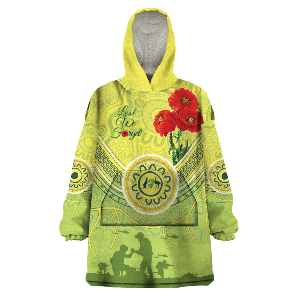 Custom Australia Cricket ANZAC Wearable Blanket Hoodie The Military Soldiers with Aboriginal Style - Vibe Hoodie Shop