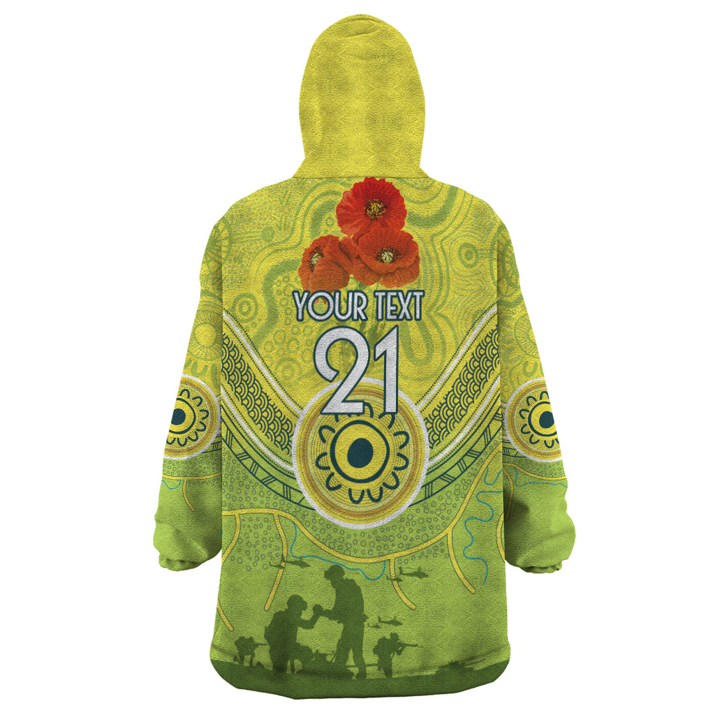 Custom Australia Cricket ANZAC Wearable Blanket Hoodie The Military Soldiers with Aboriginal Style - Vibe Hoodie Shop