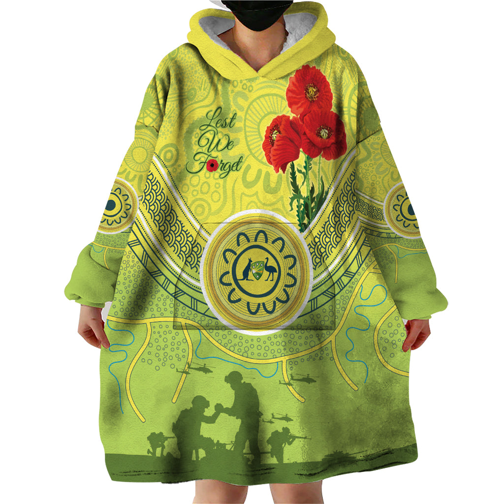 Custom Australia Cricket ANZAC Wearable Blanket Hoodie The Military Soldiers with Aboriginal Style - Vibe Hoodie Shop