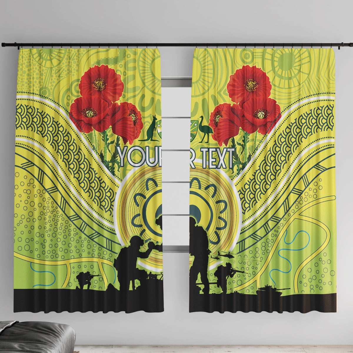 Custom Australia Cricket ANZAC Window Curtain The Military Soldiers with Aboriginal Style