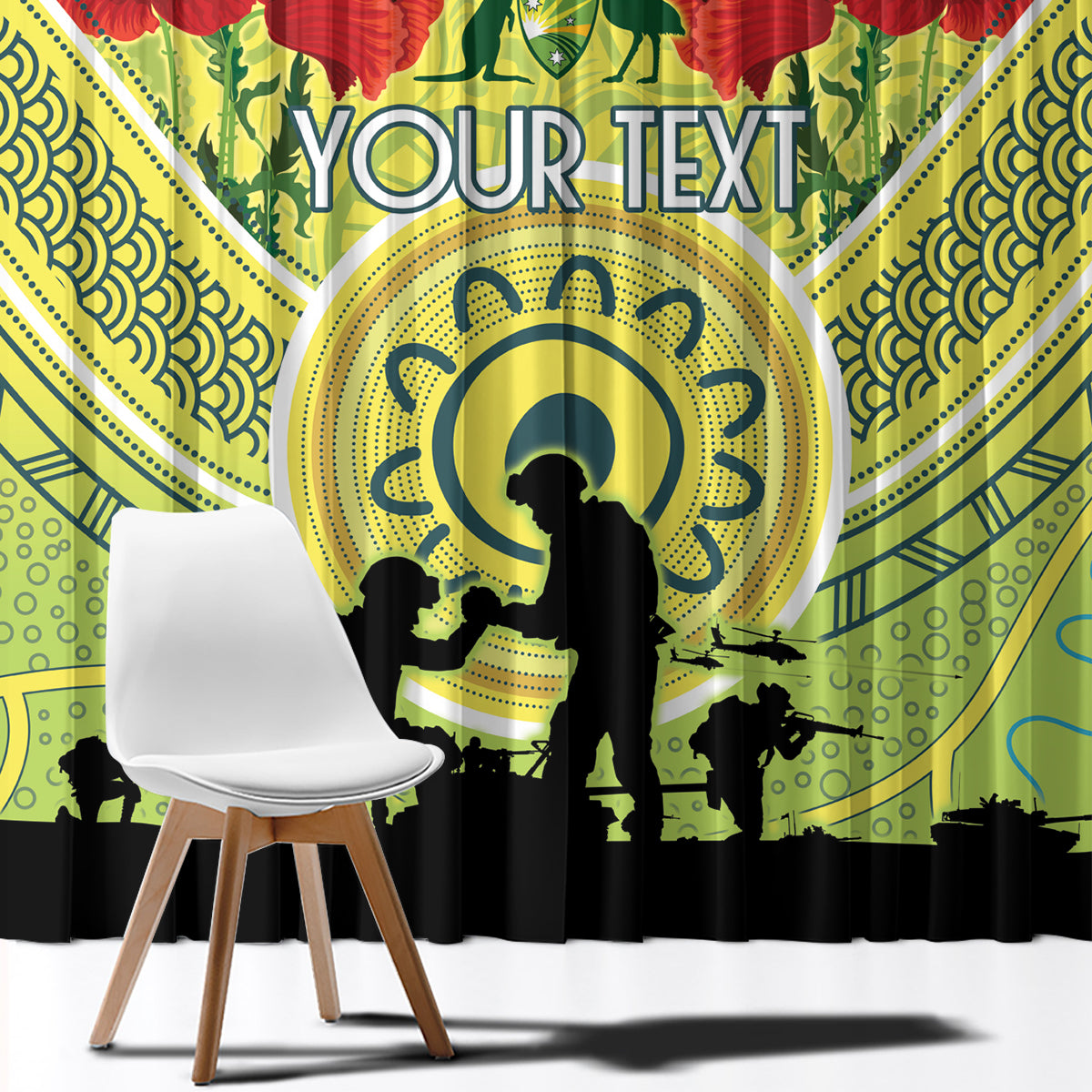 Custom Australia Cricket ANZAC Window Curtain The Military Soldiers with Aboriginal Style