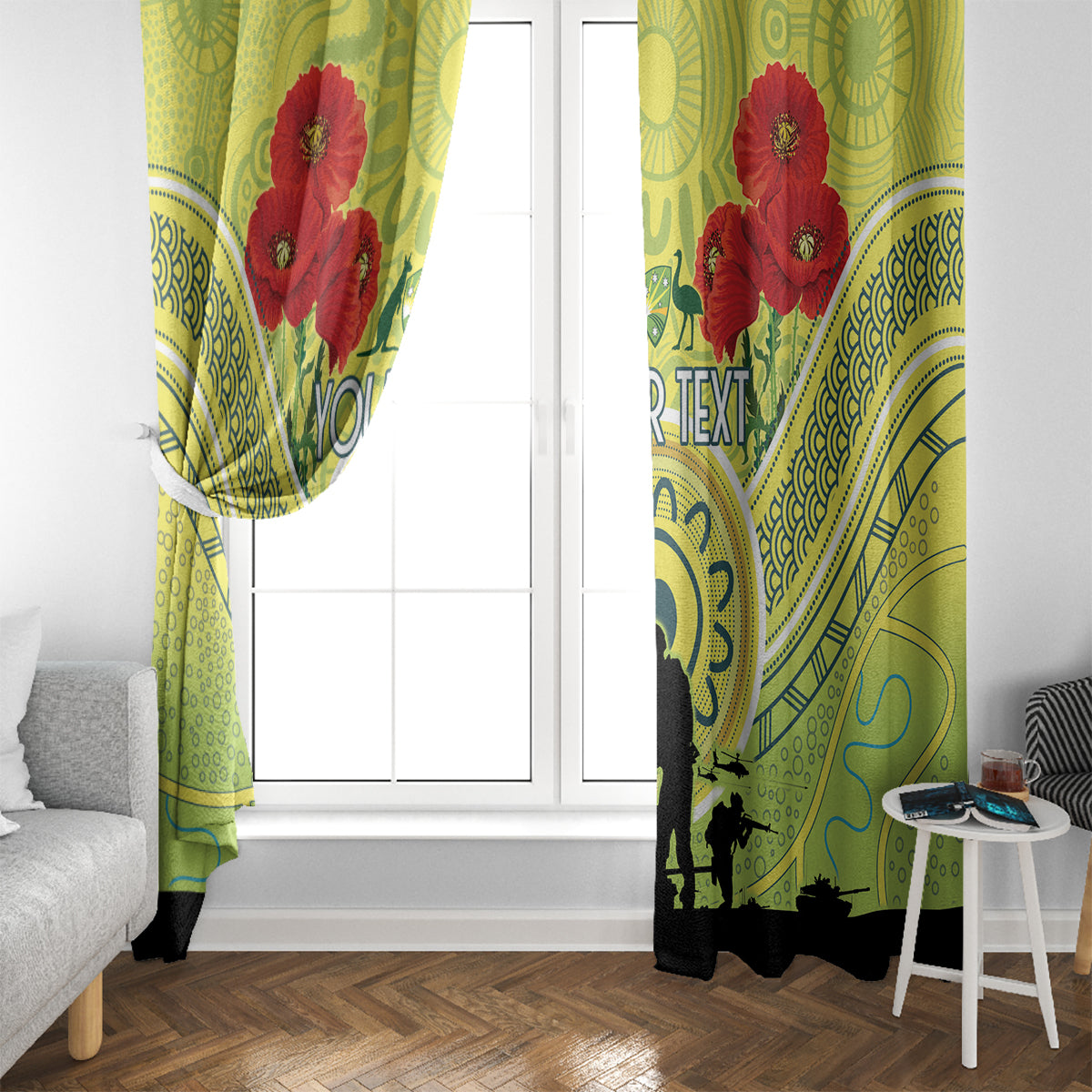 Custom Australia Cricket ANZAC Window Curtain The Military Soldiers with Aboriginal Style