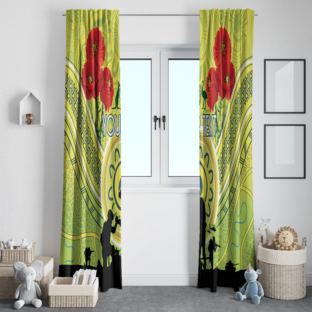 Custom Australia Cricket ANZAC Window Curtain The Military Soldiers with Aboriginal Style