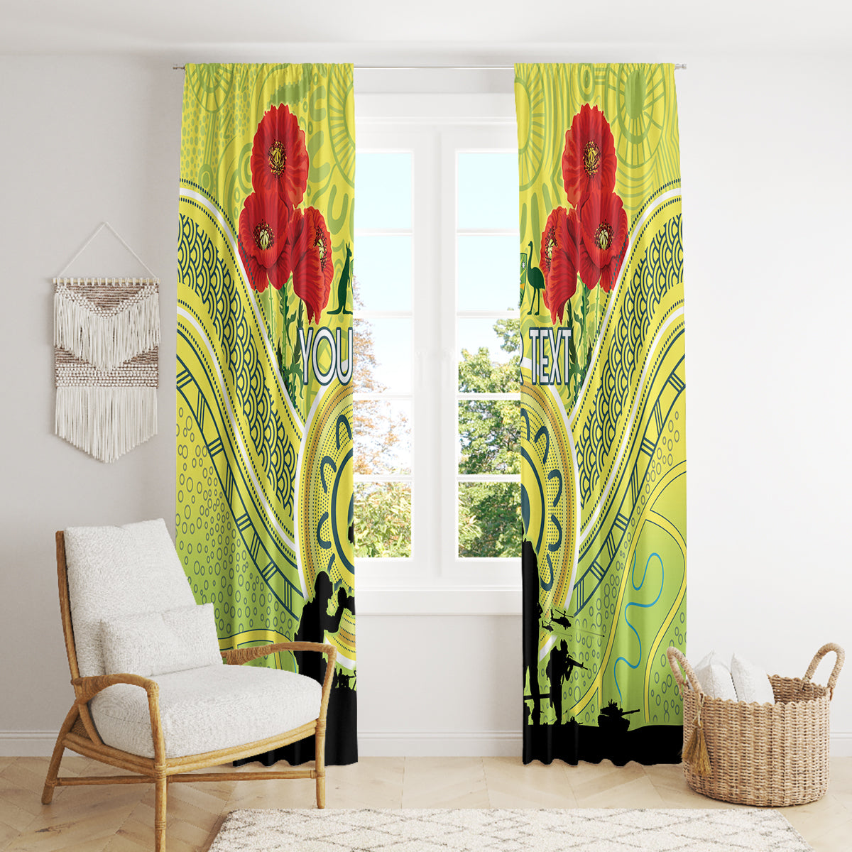 Custom Australia Cricket ANZAC Window Curtain The Military Soldiers with Aboriginal Style