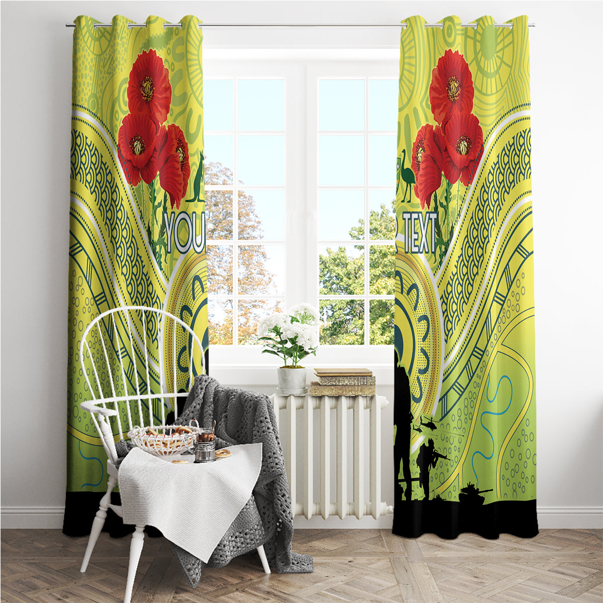 Custom Australia Cricket ANZAC Window Curtain The Military Soldiers with Aboriginal Style