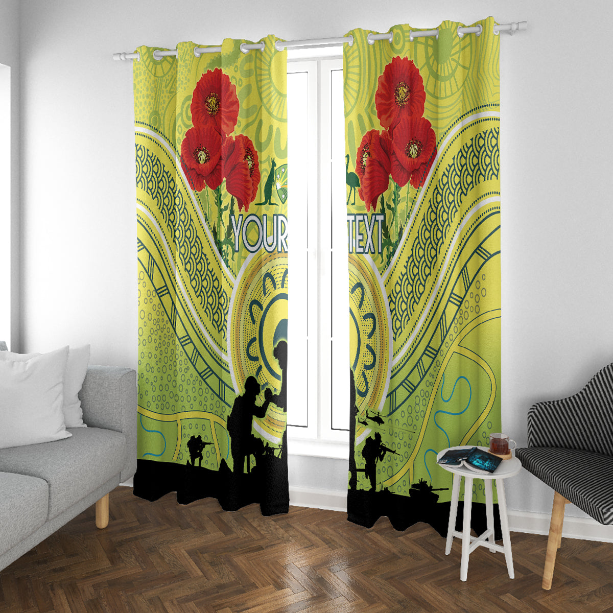 Custom Australia Cricket ANZAC Window Curtain The Military Soldiers with Aboriginal Style