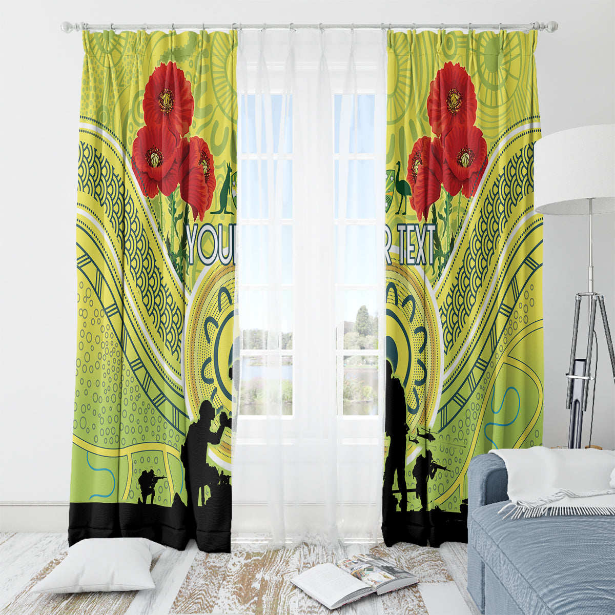 Custom Australia Cricket ANZAC Window Curtain The Military Soldiers with Aboriginal Style