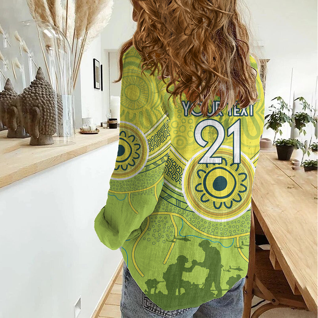 Custom Australia Cricket ANZAC Women Casual Shirt The Military Soldiers with Aboriginal Style - Vibe Hoodie Shop