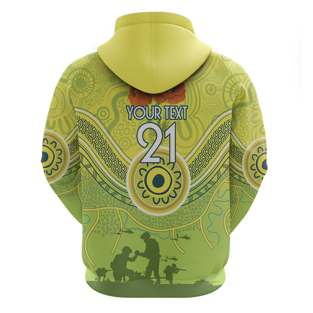 Custom Australia Cricket ANZAC Zip Hoodie The Military Soldiers with Aboriginal Style - Vibe Hoodie Shop