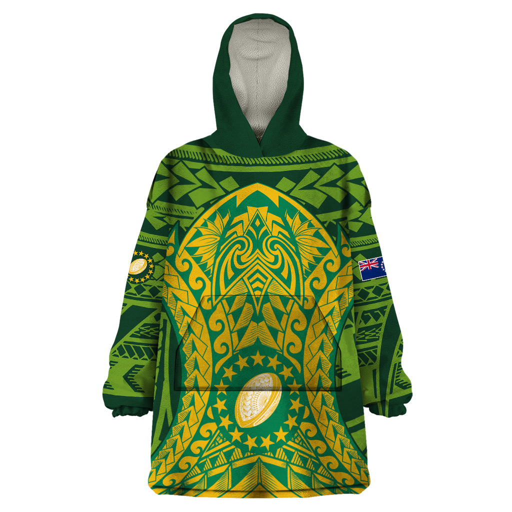 Cook Islands Rugby Wearable Blanket Hoodie Kukis Athletic Style - Vibe Hoodie Shop