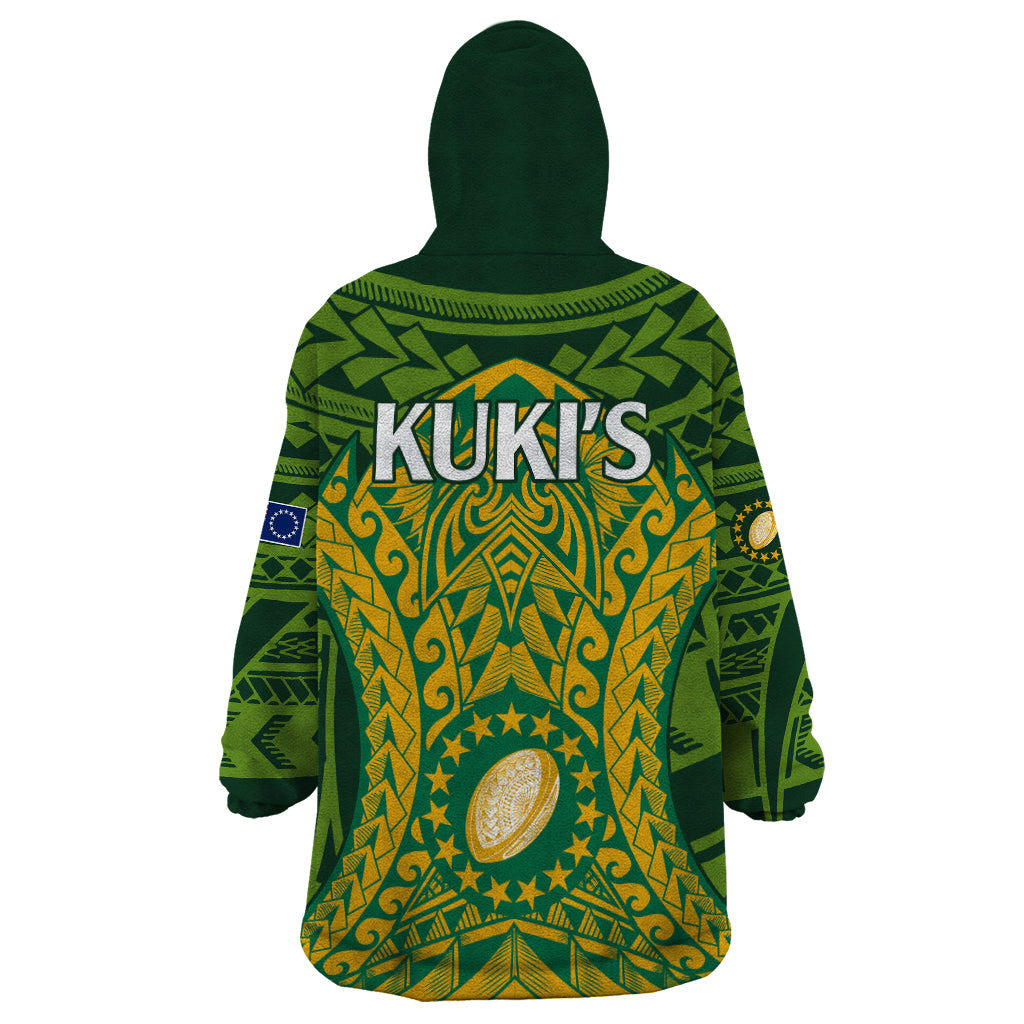 Cook Islands Rugby Wearable Blanket Hoodie Kukis Athletic Style - Vibe Hoodie Shop