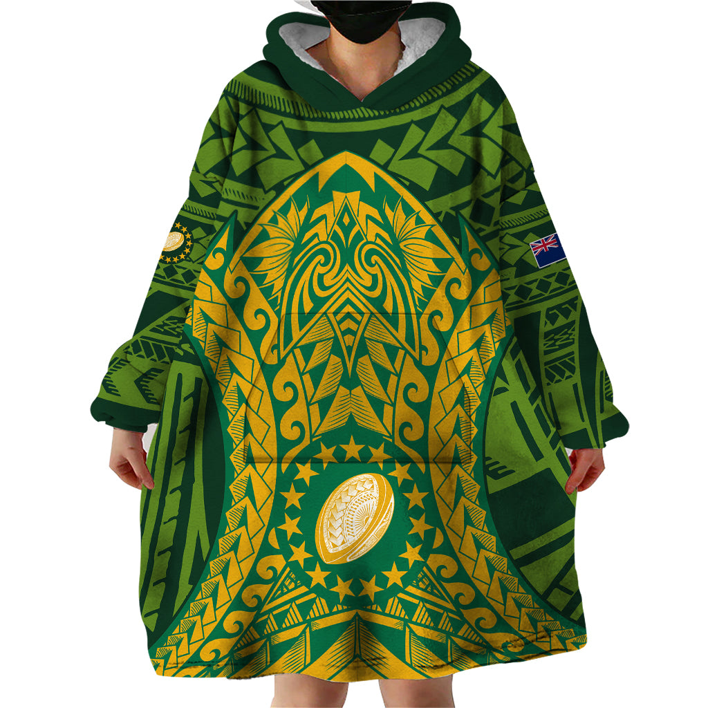 Cook Islands Rugby Wearable Blanket Hoodie Kukis Athletic Style - Vibe Hoodie Shop