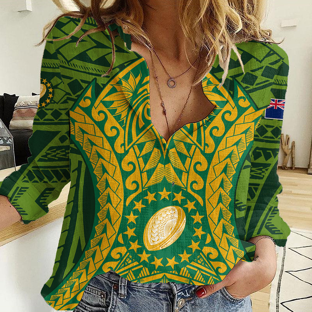 Cook Islands Rugby Women Casual Shirt Kukis Athletic Style - Vibe Hoodie Shop