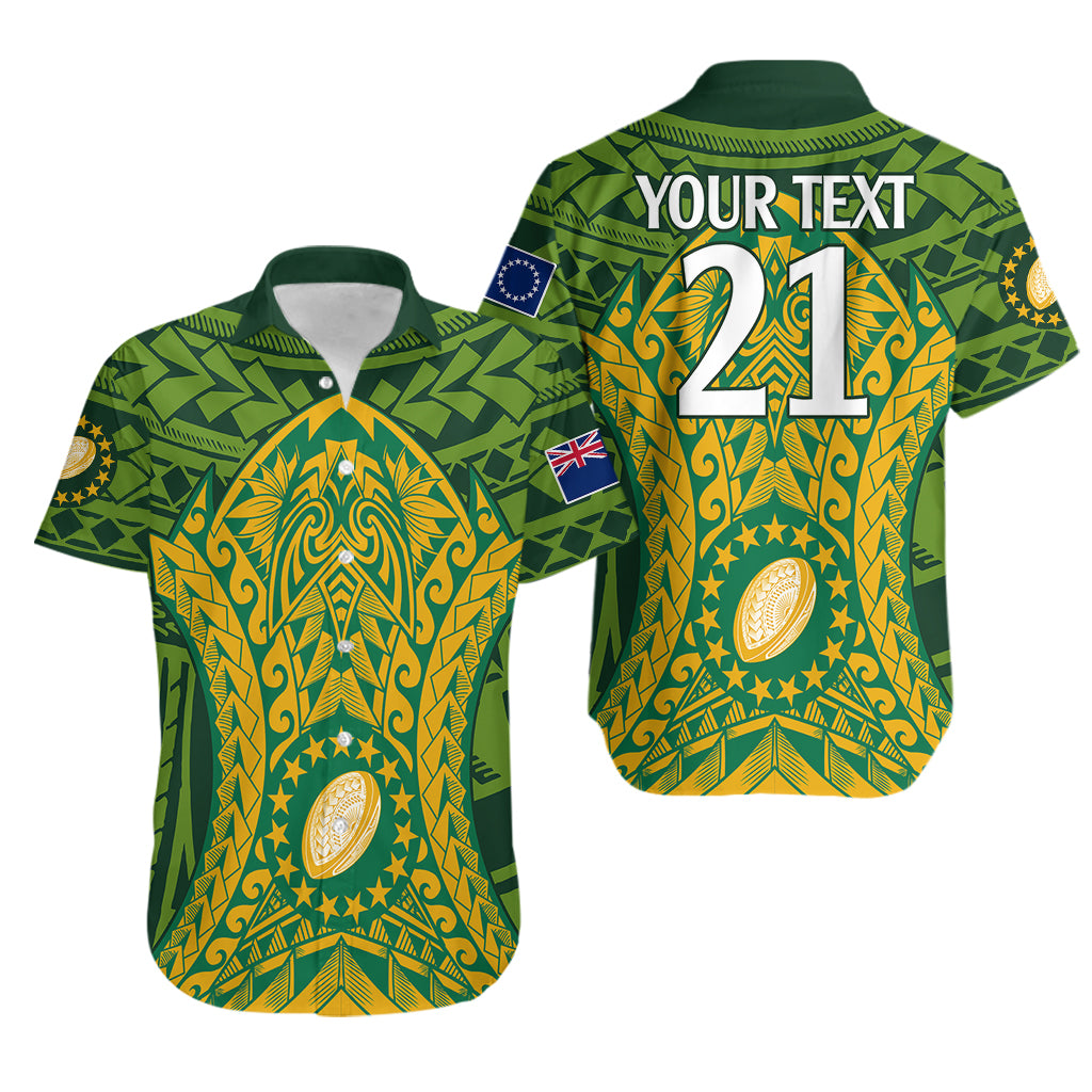 Personalised Cook Islands Rugby Hawaiian Shirt Kukis Athletic Style - Vibe Hoodie Shop
