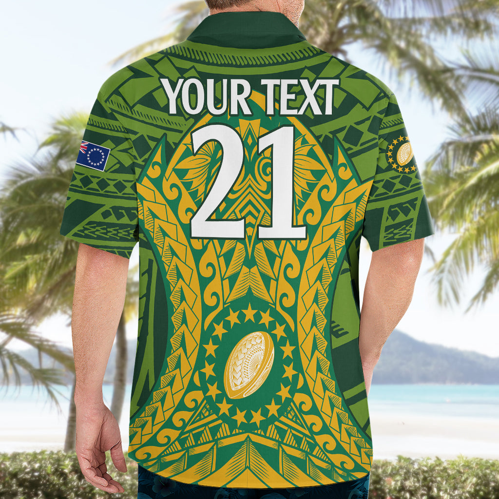 Personalised Cook Islands Rugby Hawaiian Shirt Kukis Athletic Style - Vibe Hoodie Shop