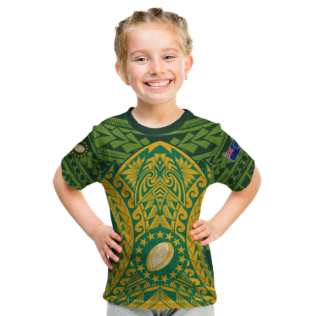 Personalised Cook Islands Rugby Kid T Shirt Kukis Athletic Style - Vibe Hoodie Shop