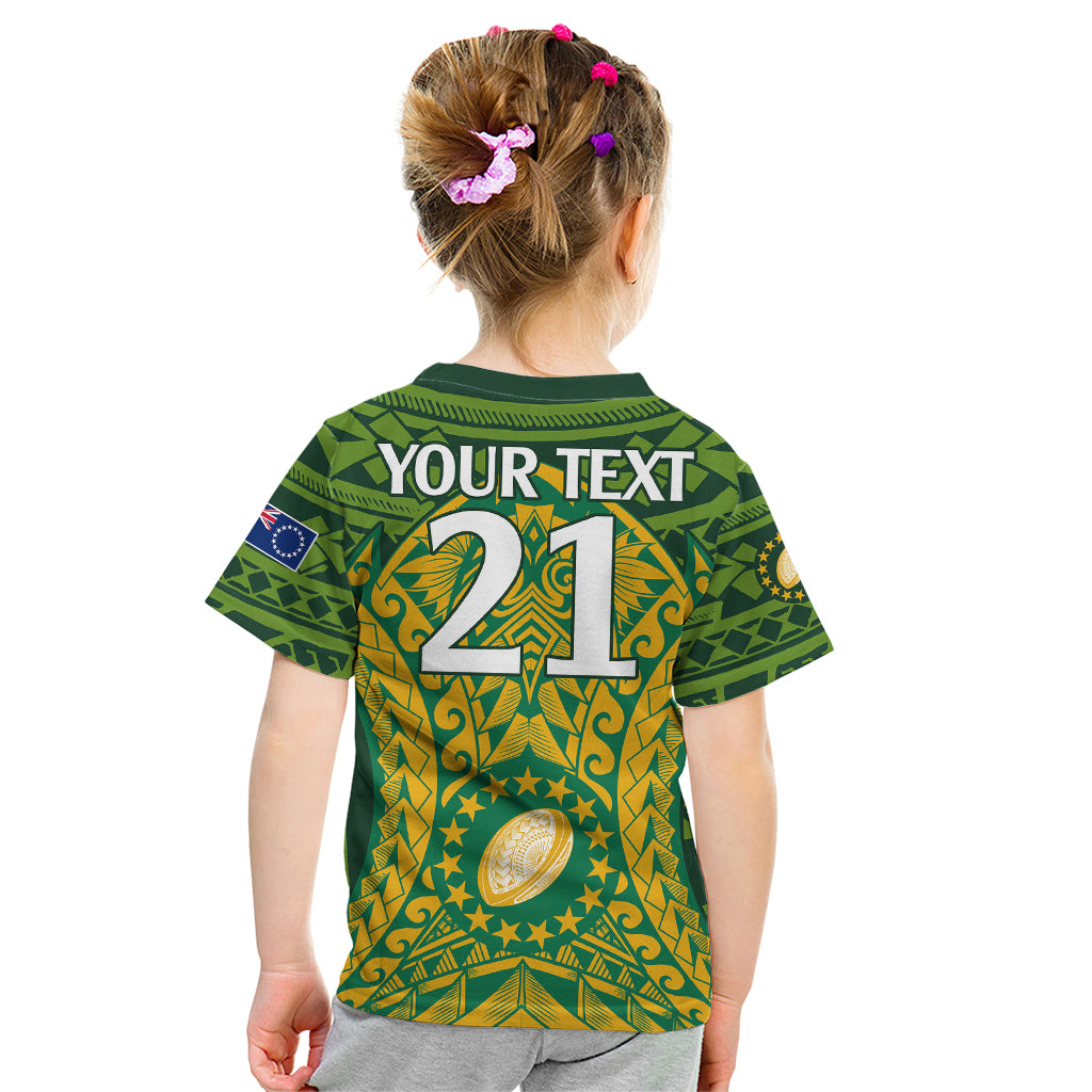 Personalised Cook Islands Rugby Kid T Shirt Kukis Athletic Style - Vibe Hoodie Shop