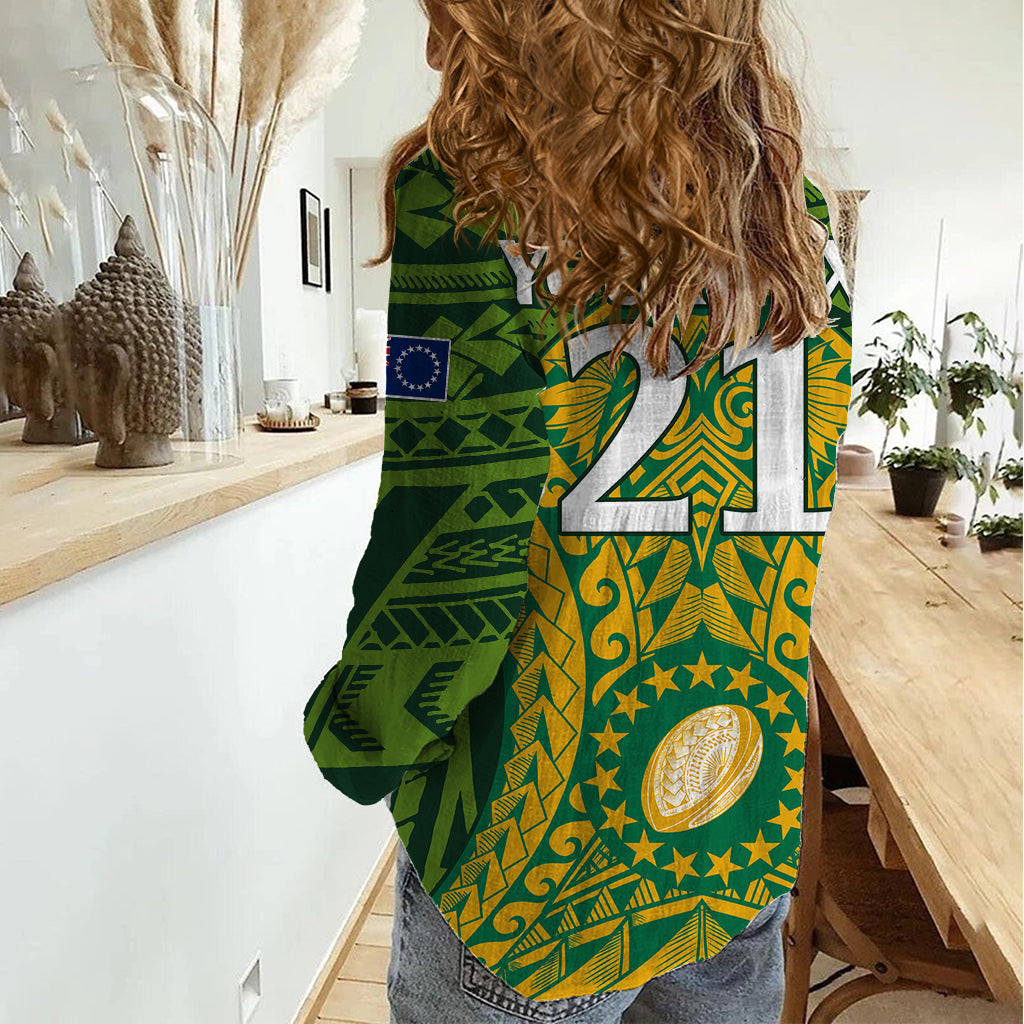 Personalised Cook Islands Rugby Women Casual Shirt Kukis Athletic Style - Vibe Hoodie Shop