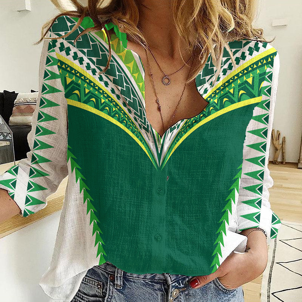 Personalised Polynesian Pride Cook Islands Rugby Women Casual Shirt No1 - Vibe Hoodie Shop