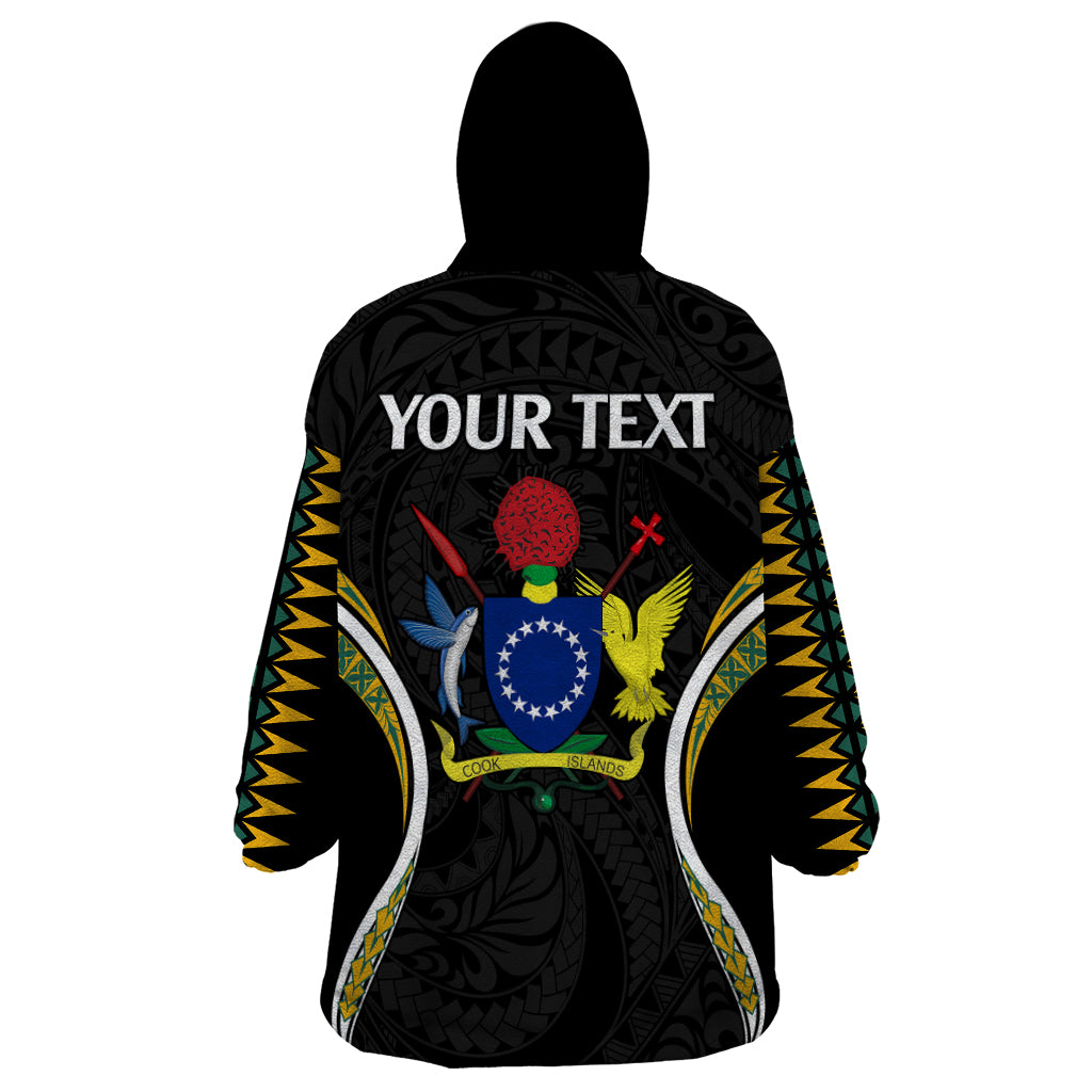 Personalised Polynesian Pride Cook Islands Wearable Blanket Hoodie Tribal Wave Style - Vibe Hoodie Shop