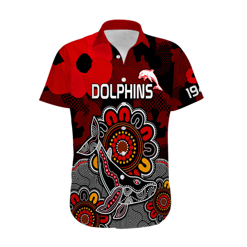 ANZAC Dolphins Rugby Hawaiian Shirt Indigenous Circles and Waves - Vibe Hoodie Shop
