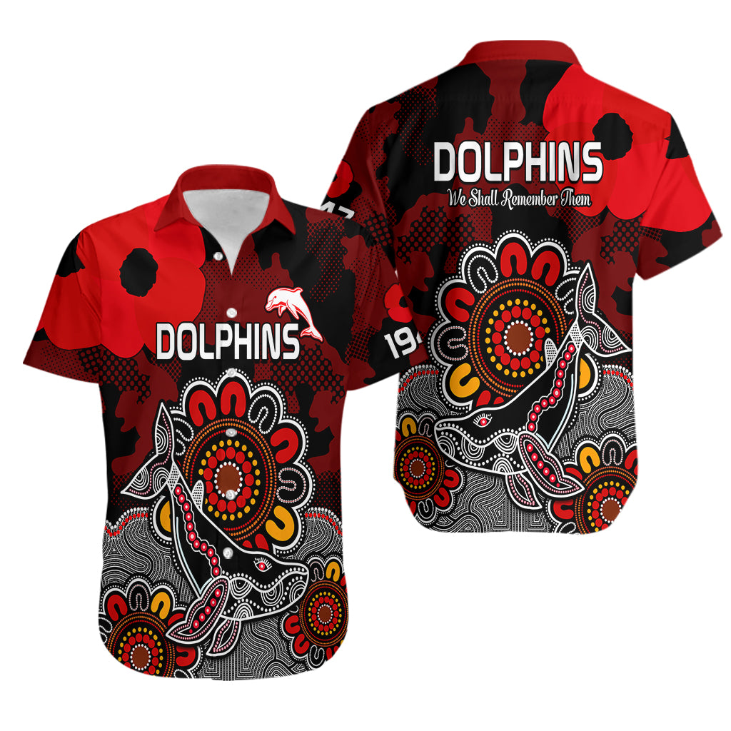 ANZAC Dolphins Rugby Hawaiian Shirt Indigenous Circles and Waves - Vibe Hoodie Shop