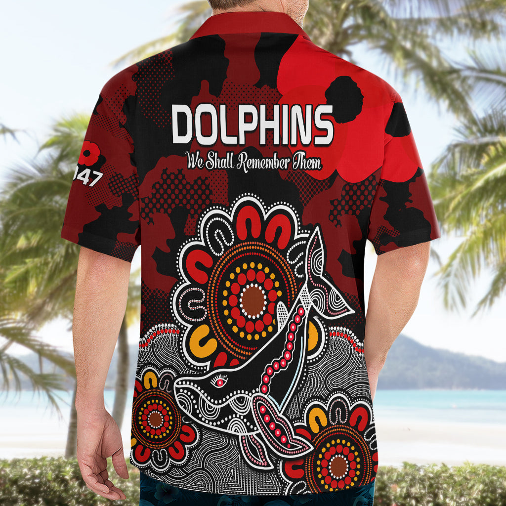 ANZAC Dolphins Rugby Hawaiian Shirt Indigenous Circles and Waves - Vibe Hoodie Shop