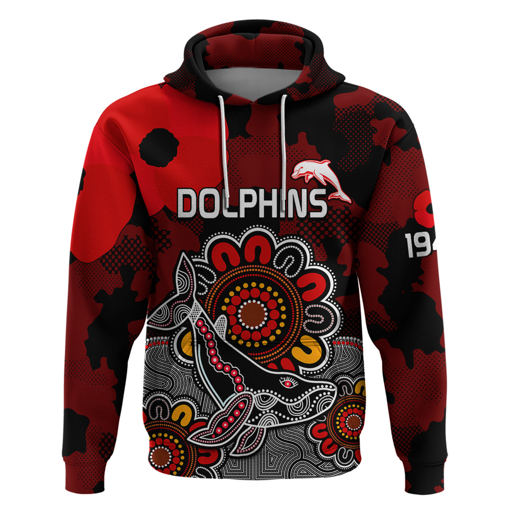 ANZAC Dolphins Rugby Hoodie Indigenous Circles and Waves LT9 - Vibe Hoodie Shop