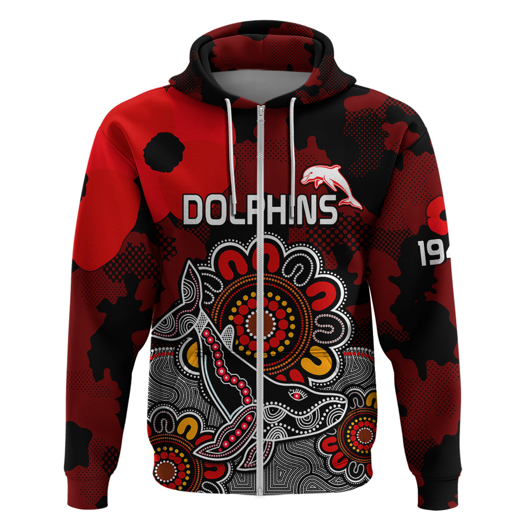 ANZAC Dolphins Rugby Hoodie Indigenous Circles and Waves LT9 - Vibe Hoodie Shop