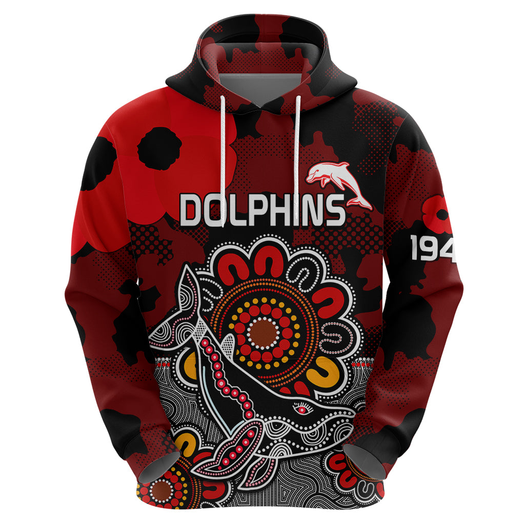 ANZAC Dolphins Rugby Hoodie Indigenous Circles and Waves LT9 - Vibe Hoodie Shop