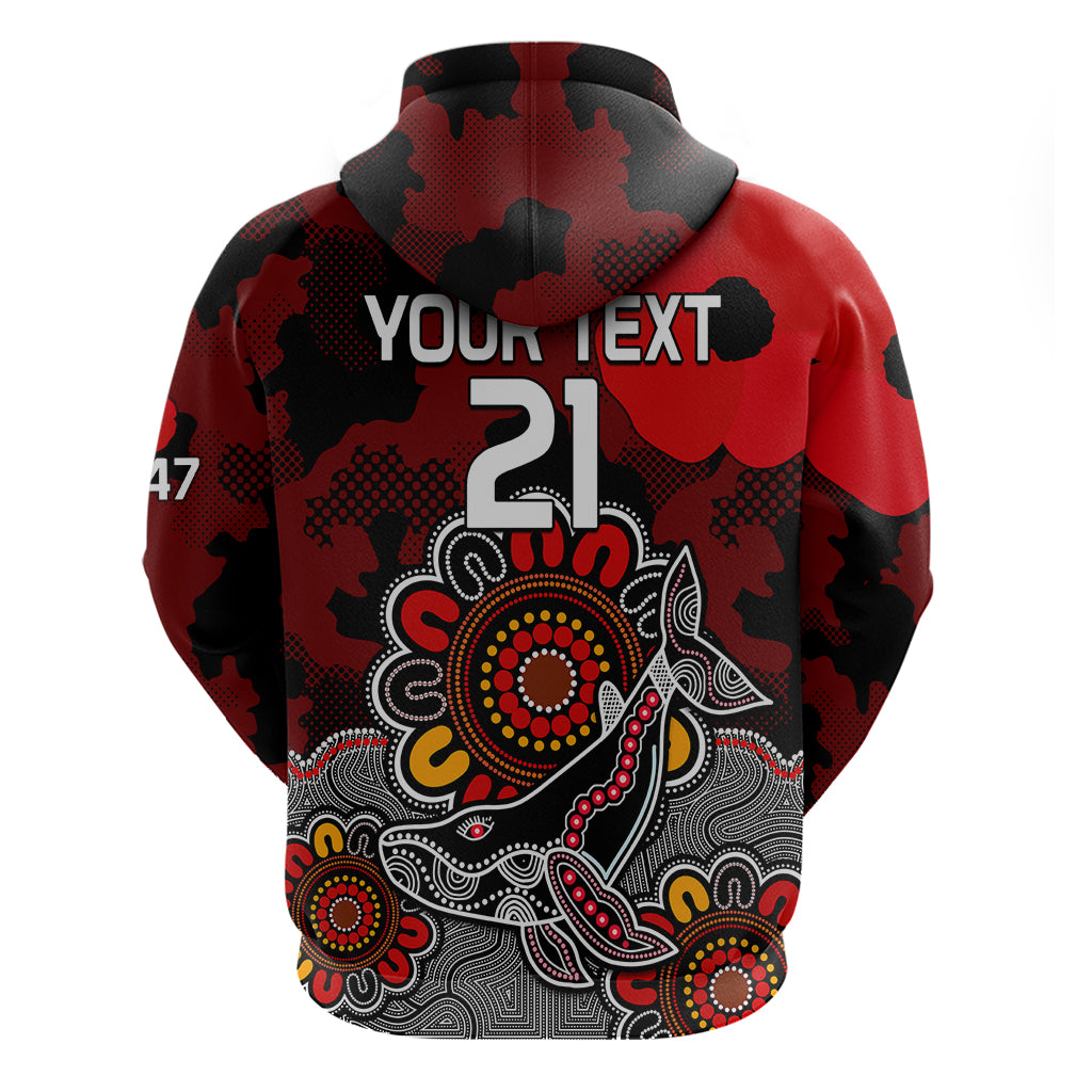 Personalised ANZAC Dolphins Rugby Hoodie Indigenous Circles and Waves LT9 - Vibe Hoodie Shop