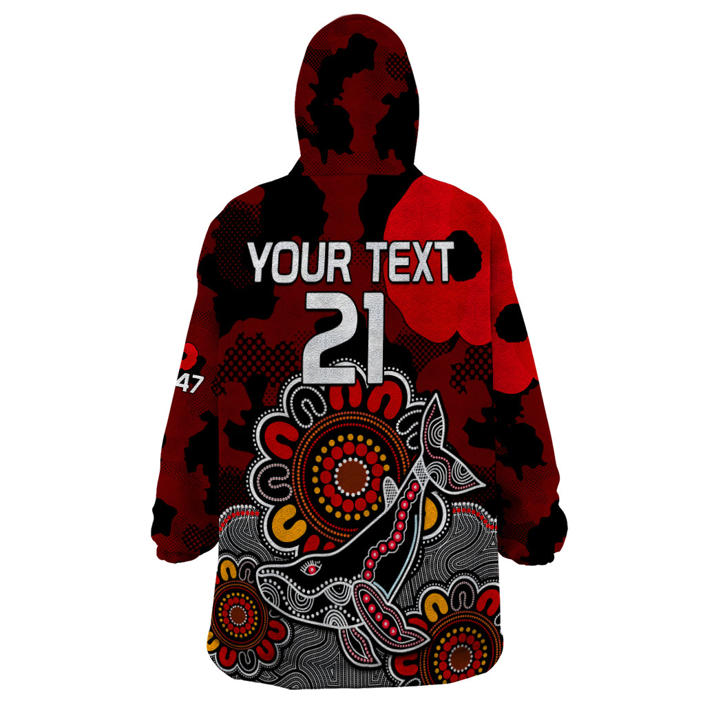 Personalised ANZAC Dolphins Rugby Wearable Blanket Hoodie Indigenous Circles and Waves - Vibe Hoodie Shop