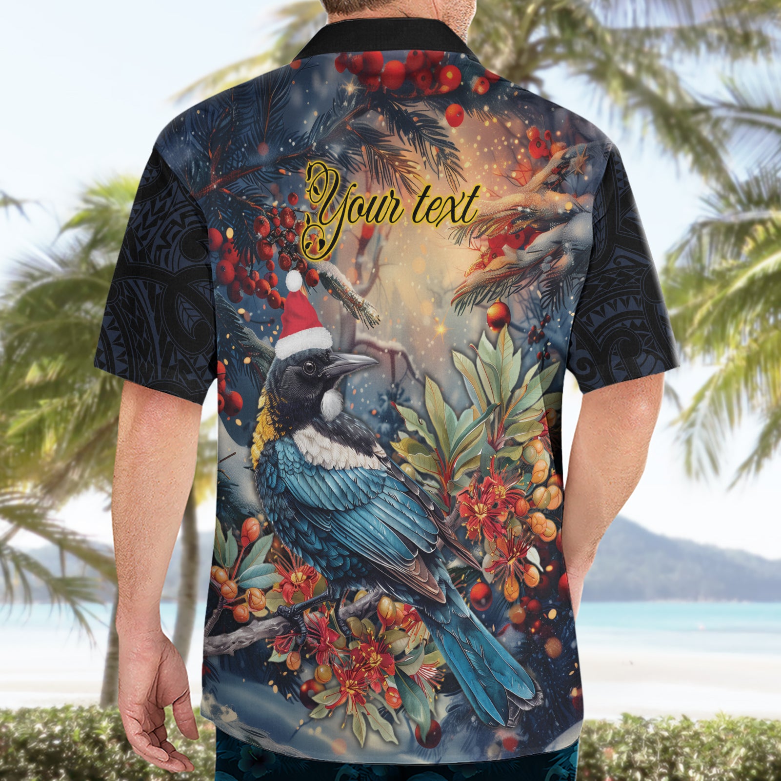 Personalised New Zealand Tui in Pohutukawa Hawaiian Shirt Christmas in July - Vibe Hoodie Shop