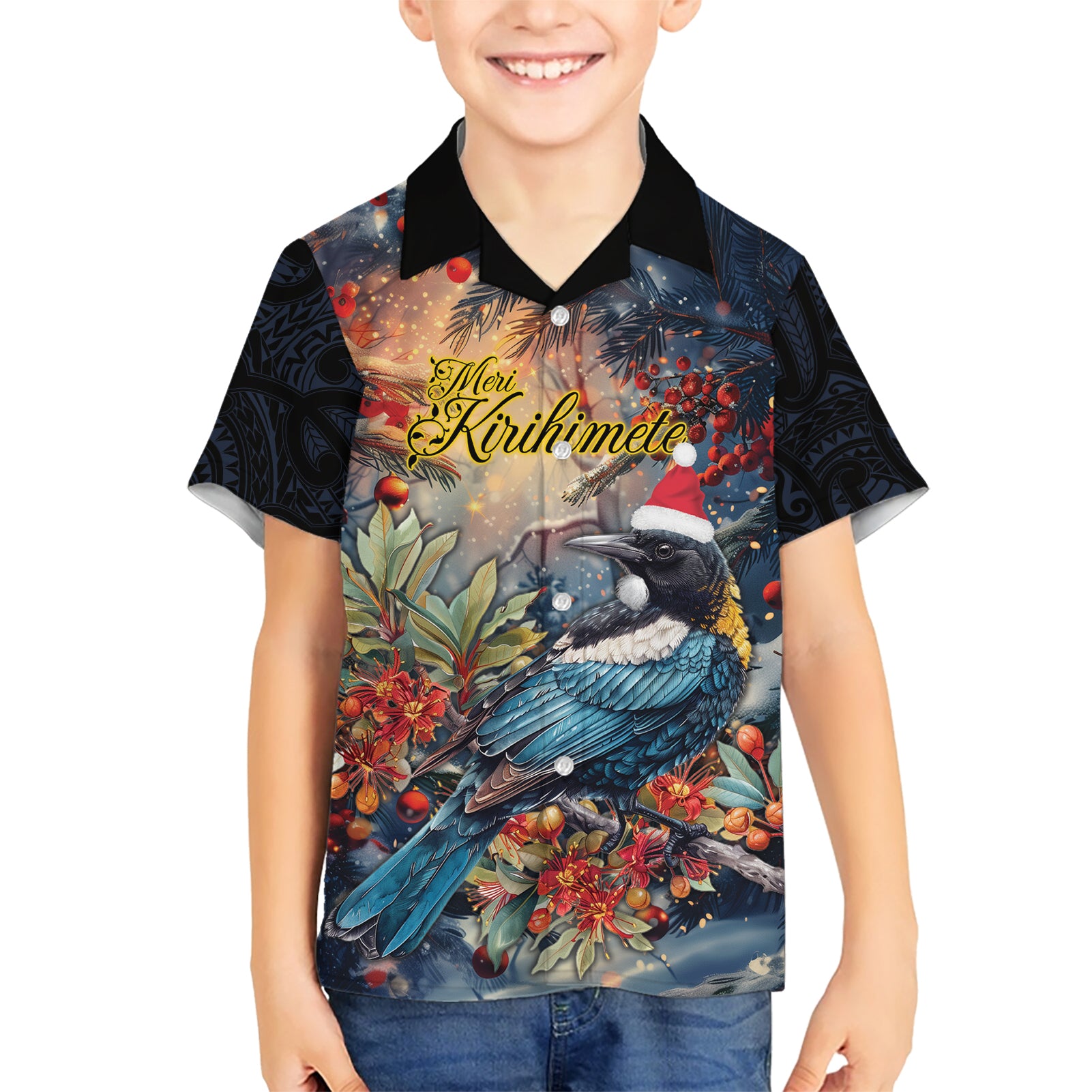 Personalised New Zealand Tui in Pohutukawa Hawaiian Shirt Christmas in July - Vibe Hoodie Shop