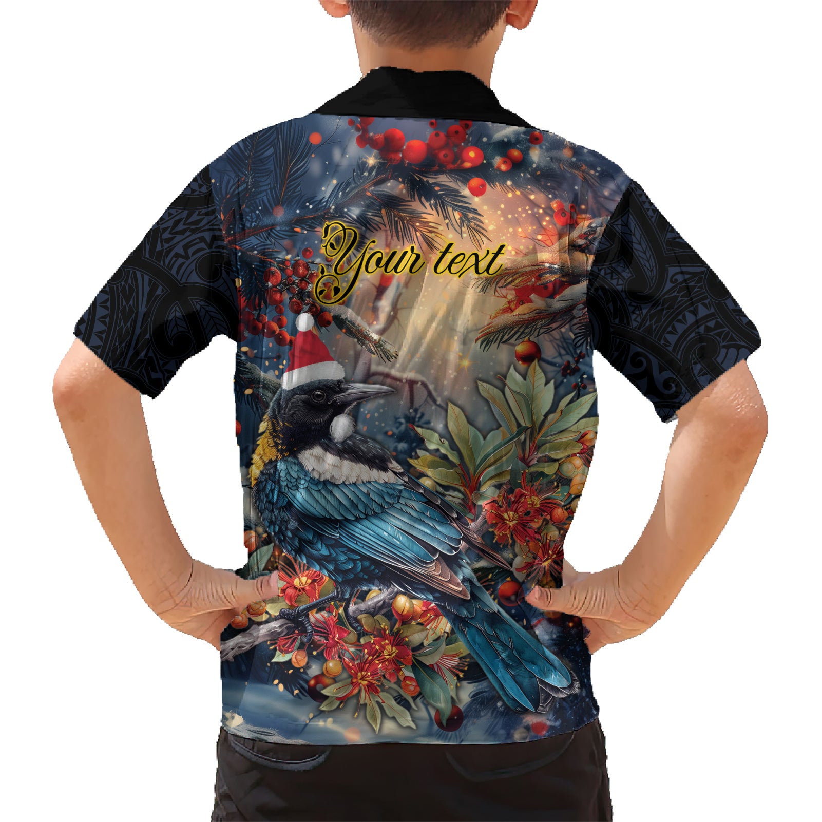 Personalised New Zealand Tui in Pohutukawa Hawaiian Shirt Christmas in July - Vibe Hoodie Shop