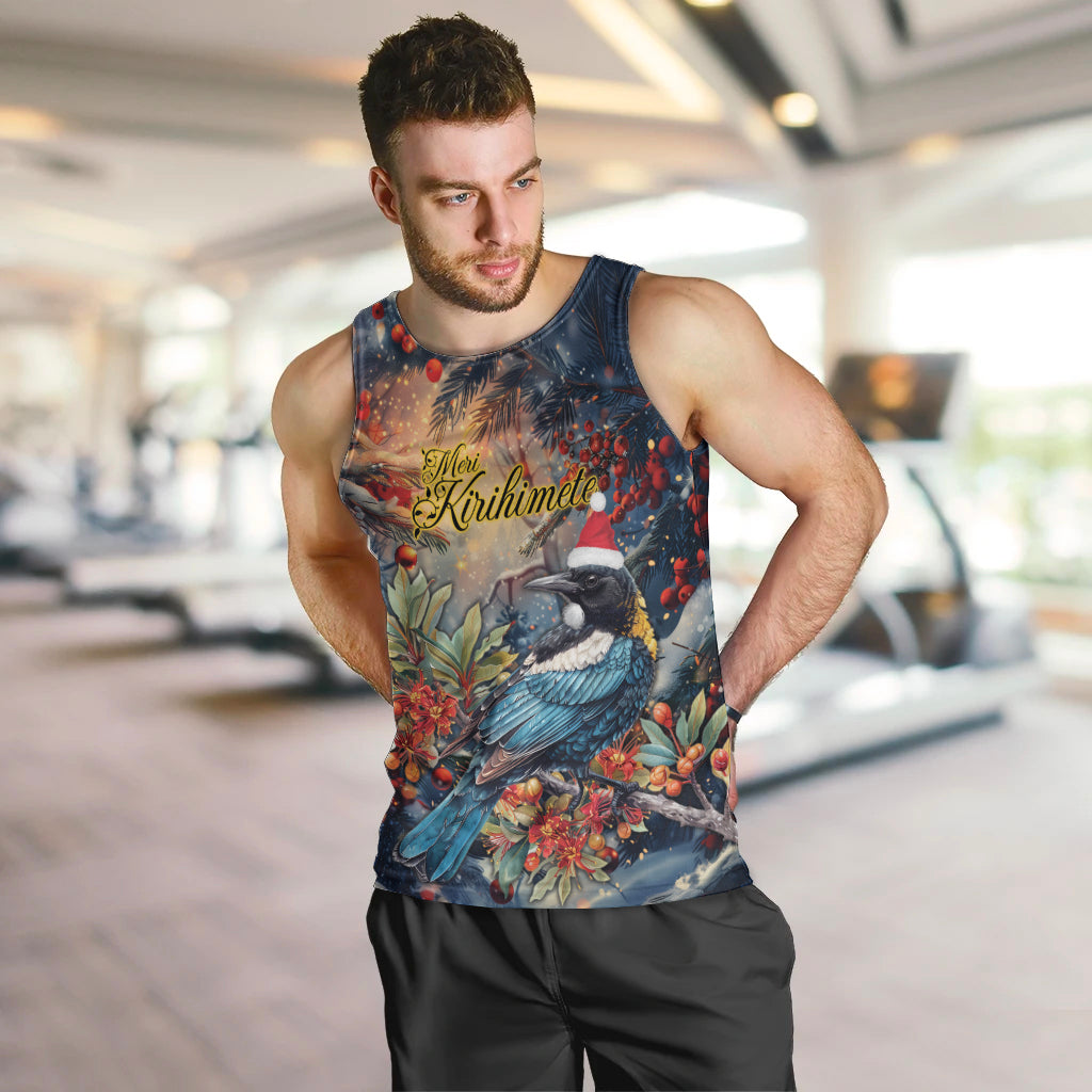Personalised New Zealand Tui in Pohutukawa Men Tank Top Christmas in July - Vibe Hoodie Shop