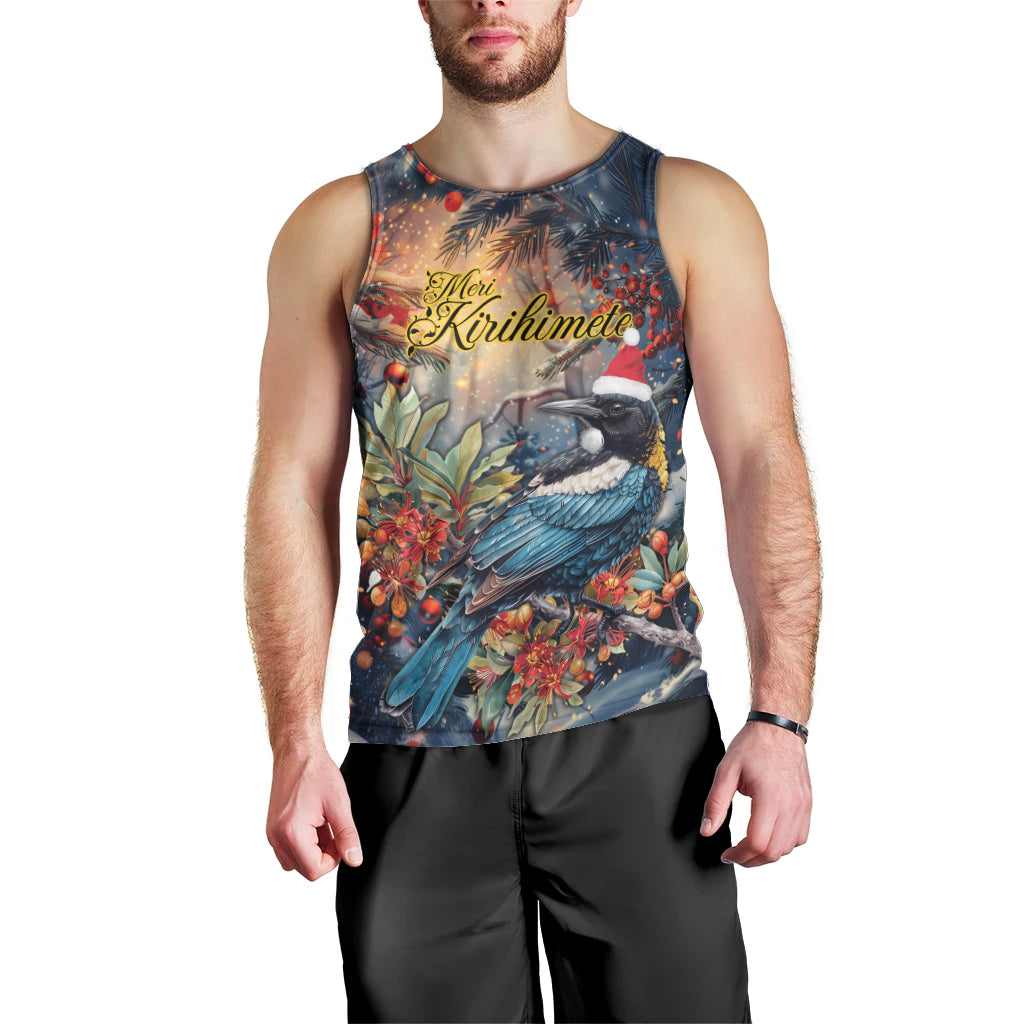 Personalised New Zealand Tui in Pohutukawa Men Tank Top Christmas in July - Vibe Hoodie Shop