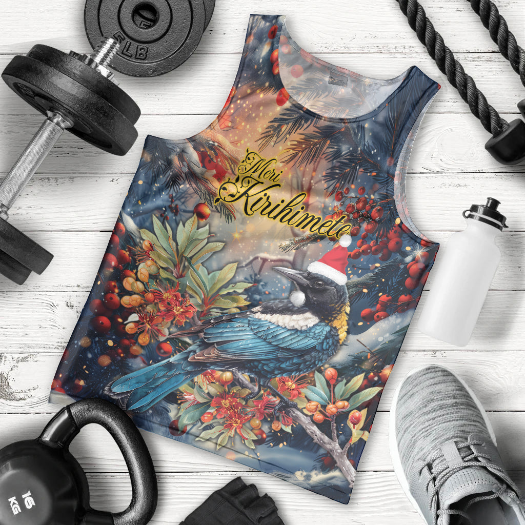 Personalised New Zealand Tui in Pohutukawa Men Tank Top Christmas in July - Vibe Hoodie Shop